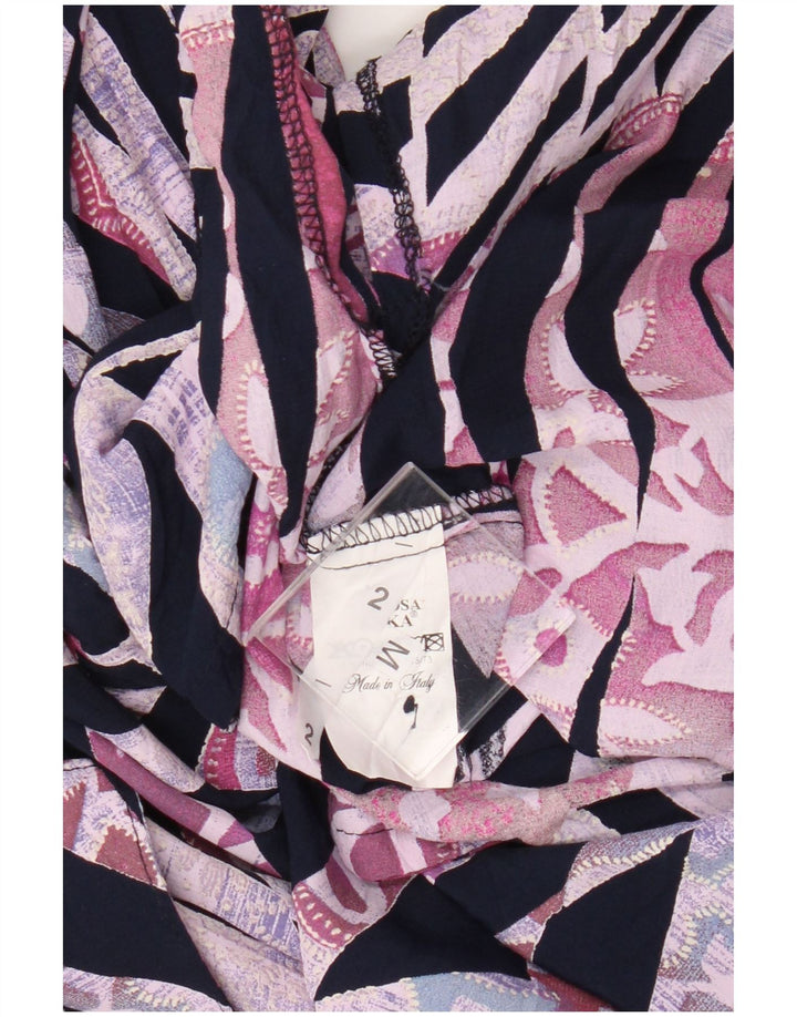 Vintage Womens Shirt UK 14 Medium Multicoloured Geometric Viscose