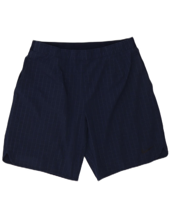 Nike Mens Dri Fit Chino Shorts Large W34 Navy Blue Check Polyester