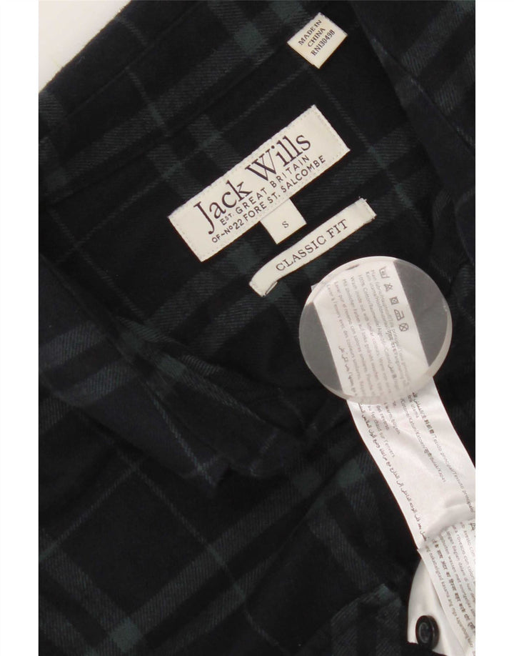 Jack Wills Mens Classic Fit Flannel Shirt Small Navy Blue Check Cotton