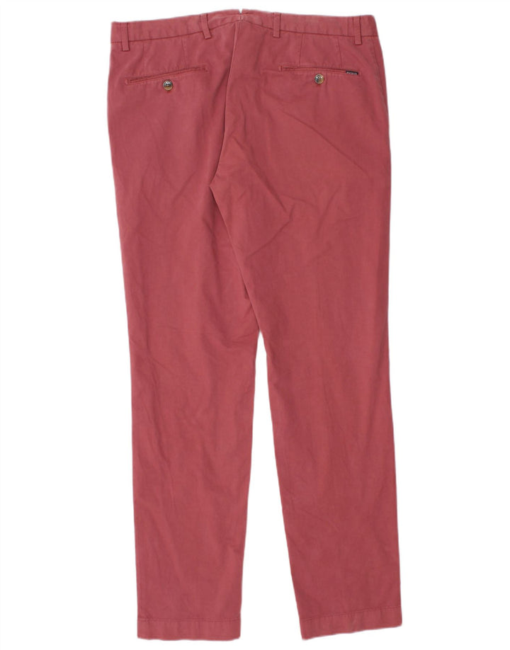 Hackett Mens Slim Suit Trousers W33 L31 Pink Cotton