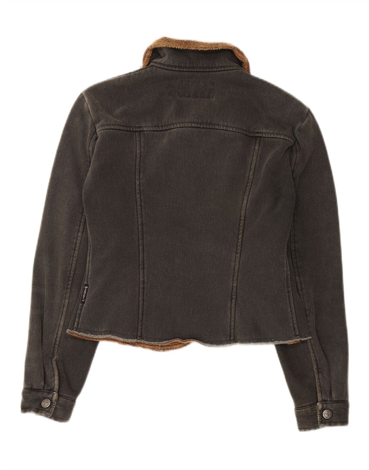 Armani Jeans Womens Crop Denim Sherpa Jacket IT 42 Medium Black Polyester