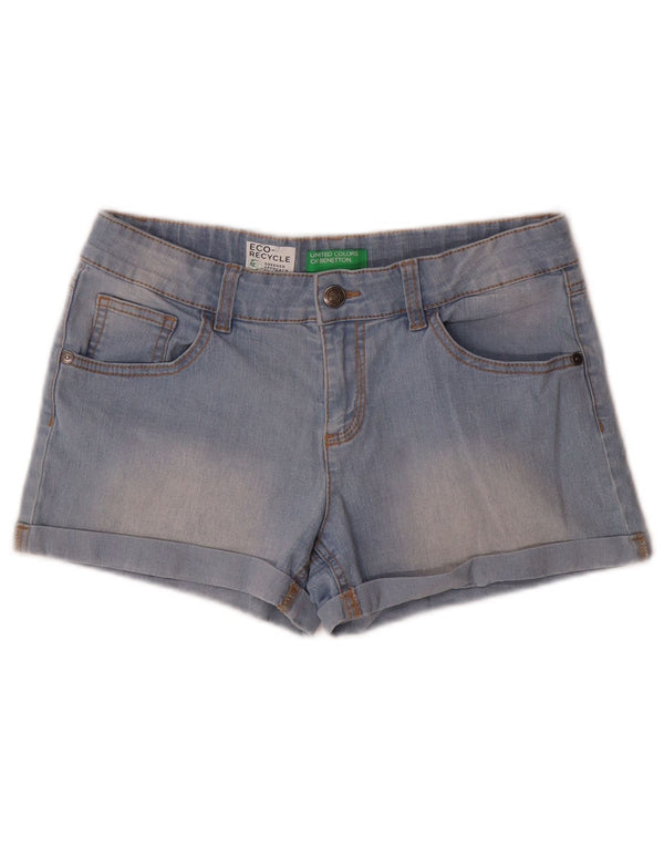 Benetton Girls Denim Shorts 11-12 Years 2XL W28 Blue Cotton
