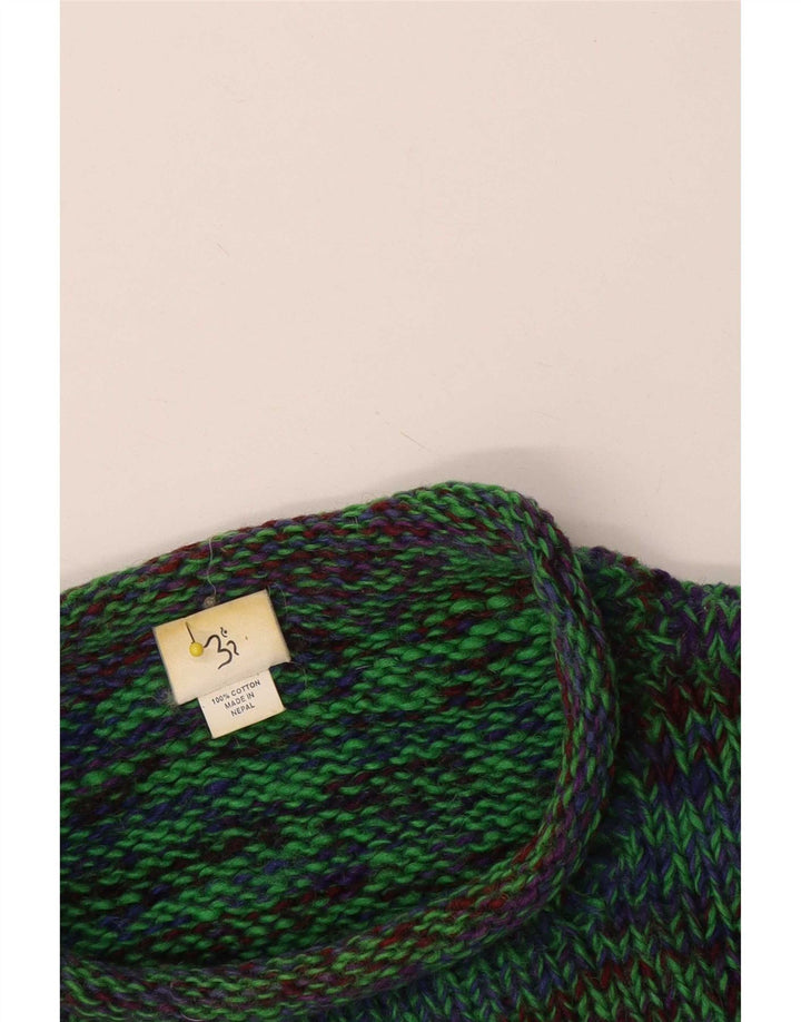 Legend Mens Crew Neck Jumper Sweater Medium Green Flecked Cotton