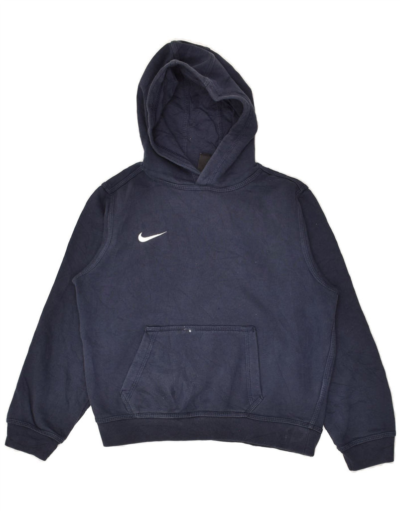 NIKE Boys Hoodie Jumper 10-11 Years Medium Navy Blue Cotton | Vintage Nike | Thrift | Second-Hand Nike | Used Clothing | Messina Hembry 