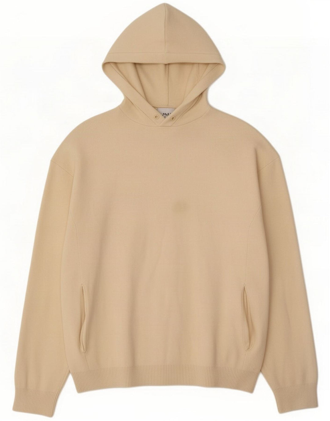 Zara Mens Hooded Jumper Sweater Medium Beige Viscose