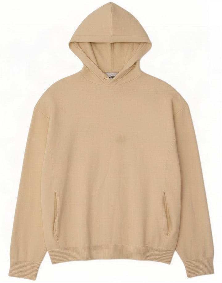 Zara Mens Hooded Jumper Sweater Medium Beige Viscose