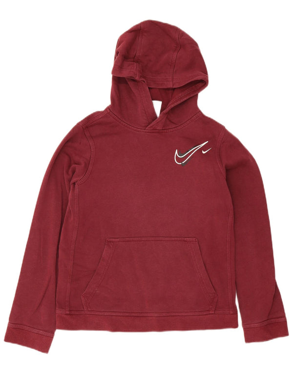 Nike Boys Graphic Hoodie Jumper 12-13 Years Large Burgundy Cotton
