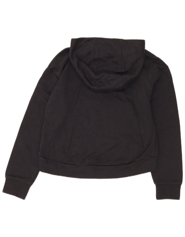 Nike Girls Graphic Hoodie Jumper 12-13 Years Large Black Cotton