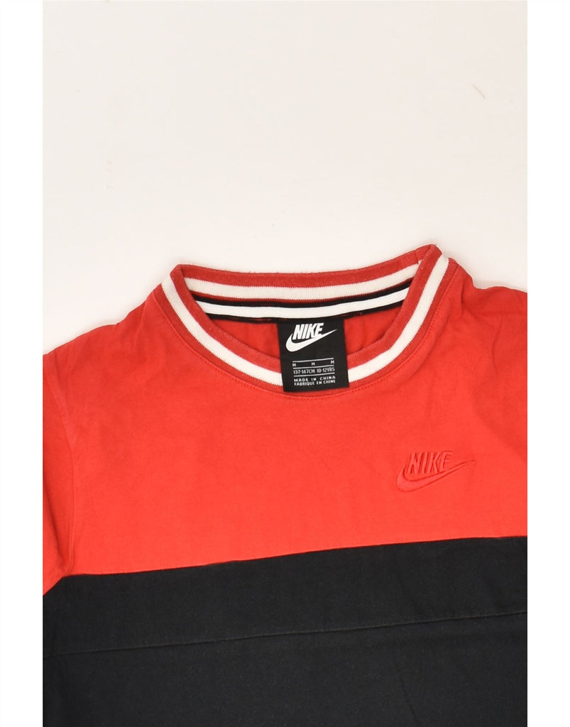 NIKE Boys T-Shirt Top 10-11 Years Medium Red Colourblock | Vintage Nike | Thrift | Second-Hand Nike | Used Clothing | Messina Hembry 