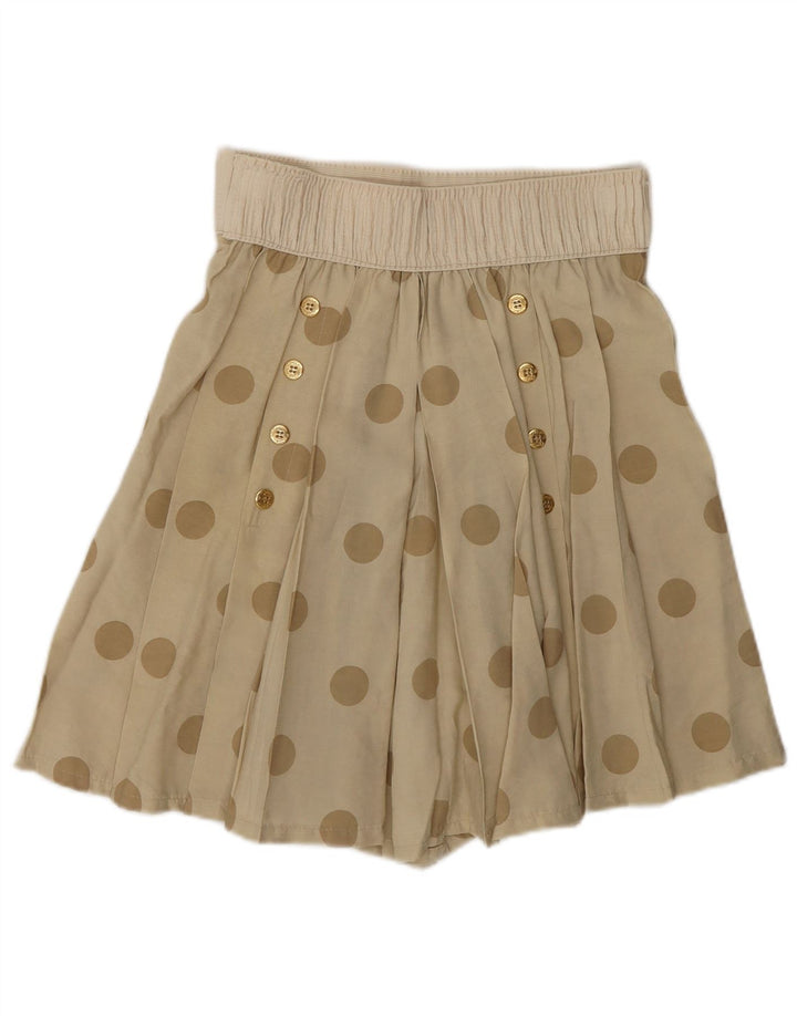 Vintage Womens High Waist Cullotes Shorts W28 Medium Beige Polka Dot