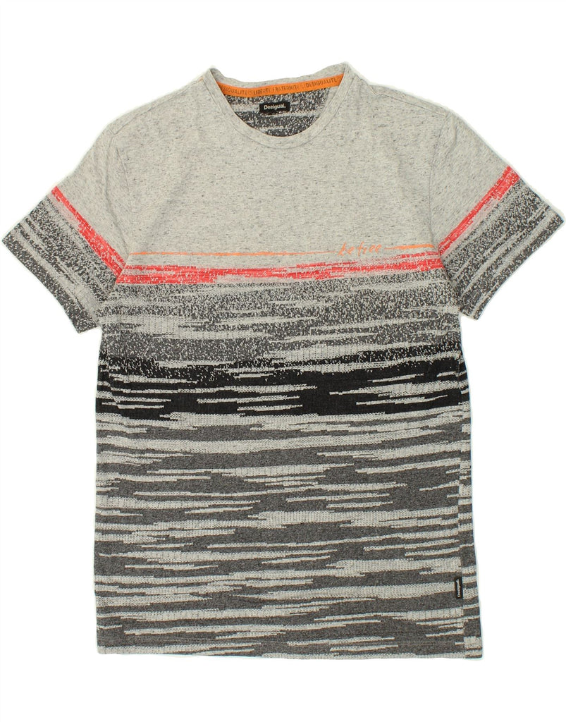 DESIGUAL Mens T-Shirt Top Medium Grey Striped Cotton | Vintage Desigual | Thrift | Second-Hand Desigual | Used Clothing | Messina Hembry 