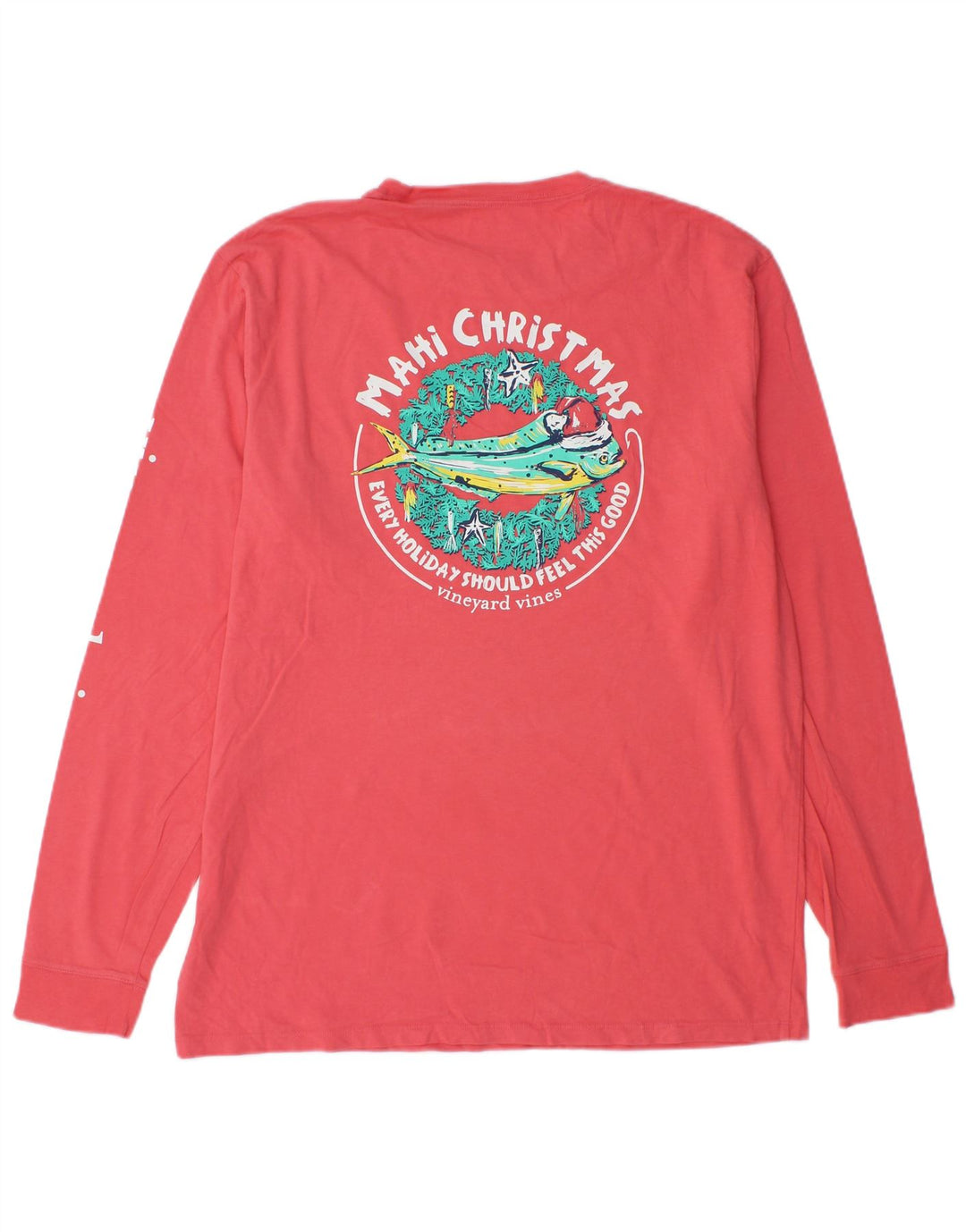 Vineyard Vines Mens Graphic Top Long Sleeve Medium Pink Cotton