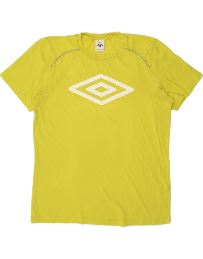 UMBRO Mens Tailored Graphic T-Shirt Top XL Yellow Cotton | Vintage Umbro | Thrift | Second-Hand Umbro | Used Clothing | Messina Hembry 