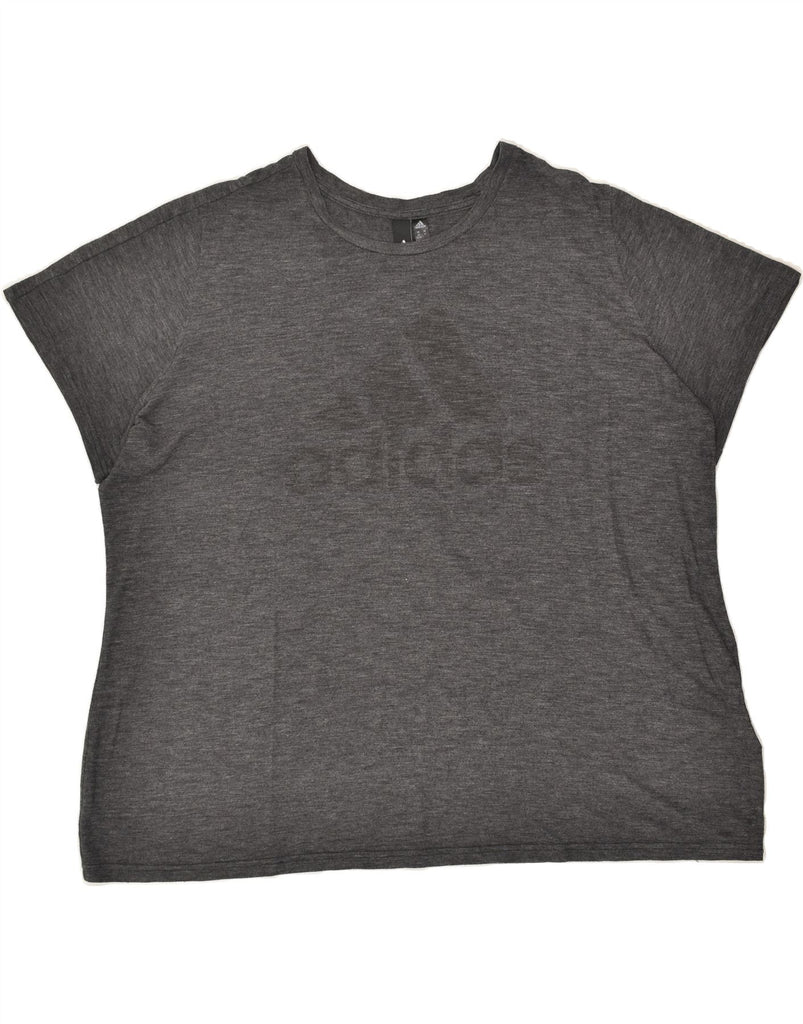 ADIDAS Womens Graphic T-Shirt Top UK 32/34 4XL Grey Flecked Polyester | Vintage Adidas | Thrift | Second-Hand Adidas | Used Clothing | Messina Hembry 