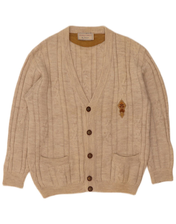 Angelo Greco Mens Cardigan Sweater IT 48 Medium Beige Alpaca Wool