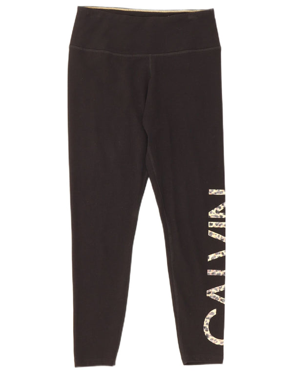 Calvin Klein Womens Graphic Leggings UK 8 Small Black Cotton