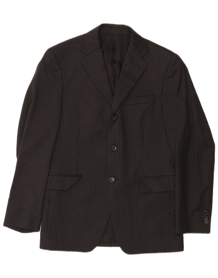 Paoloni Mens 3 Button Blazer Jacket IT 48 Medium Black Pinstripe