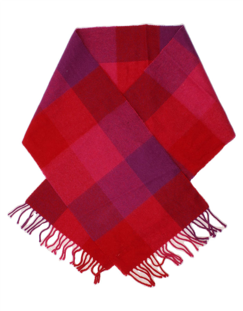 AVOCA Womens Rectangle Scarf One Size Red Check Wool Classic Vintage Avoca and Second-Hand Avoca from Messina Hembry 