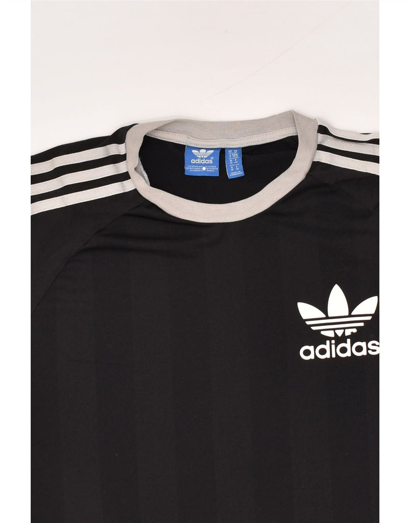 ADIDAS Mens Graphic T-Shirt Top Medium Black Striped | Vintage Adidas | Thrift | Second-Hand Adidas | Used Clothing | Messina Hembry 