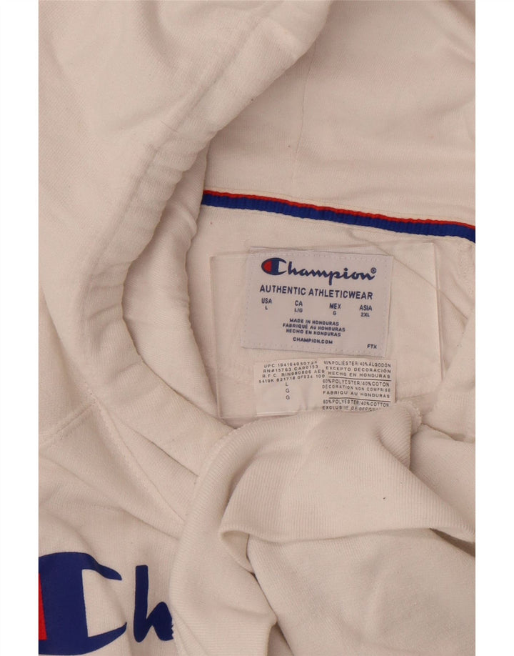 Champion Mens Graphic Hoodie Jumper Large White Polyester