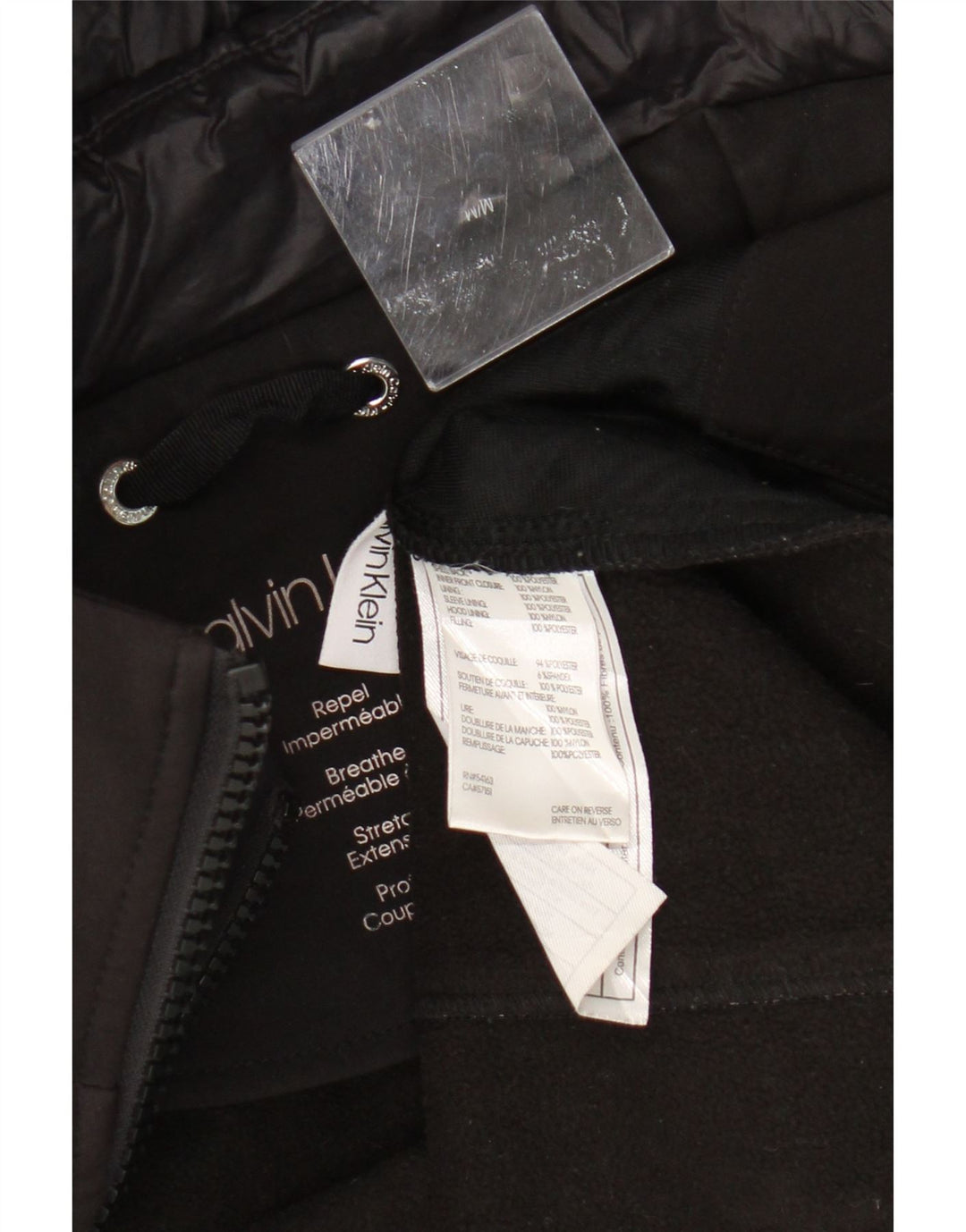 CALVIN KLEIN Womens Hooded Windbreaker Jacket UK 14 Medium Black Polyester