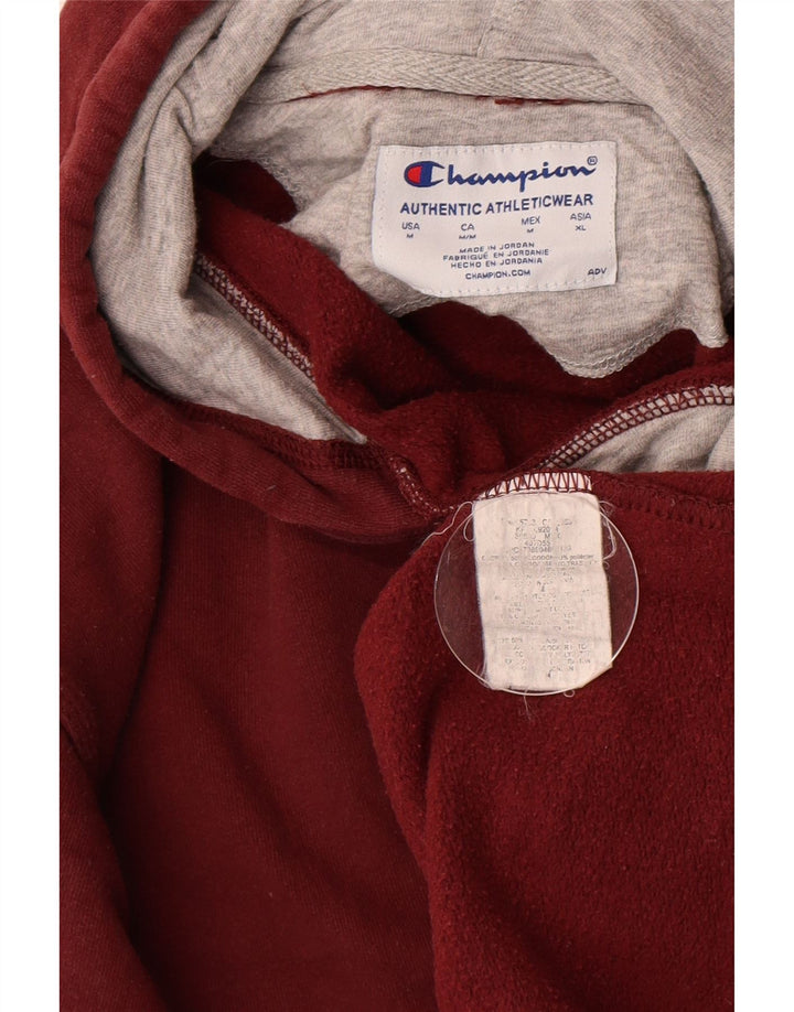 Champion Mens Hoodie Jumper Medium Maroon Cotton