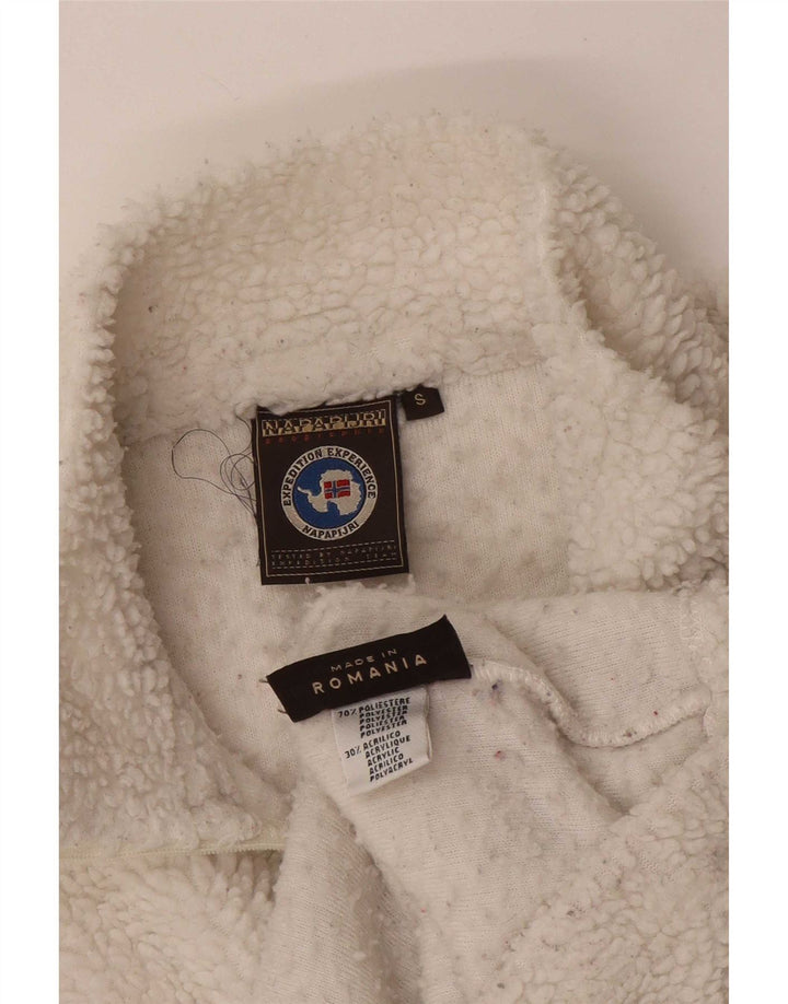 Napapijri Mens Geographic Zip Neck Fleece Jumper Small White Polyester