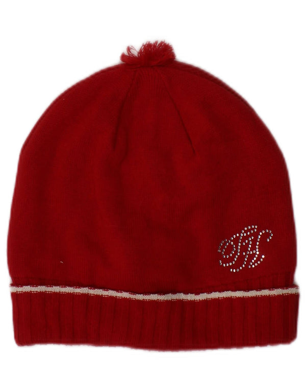 Tommy Hilfiger Womens Knit Beanie Hat Large/XL Red Cotton