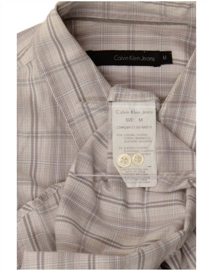 Calvin Klein Jeans Mens Shirt Medium Grey Check Cotton