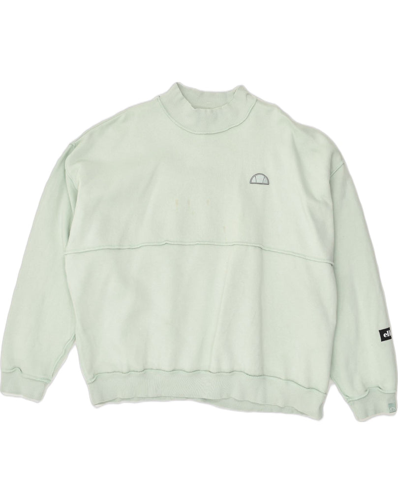 ELLESSE Womens Oversized Sweatshirt Jumper UK 14 Large Green Cotton | Vintage Ellesse | Thrift | Second-Hand Ellesse | Used Clothing | Messina Hembry 