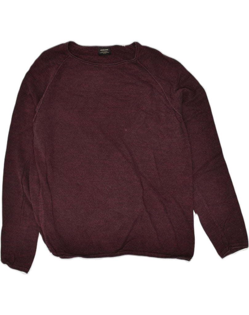 JACK & JONES Mens Boat Neck Jumper Sweater XL Burgundy Cotton | Vintage Jack & Jones | Thrift | Second-Hand Jack & Jones | Used Clothing | Messina Hembry 