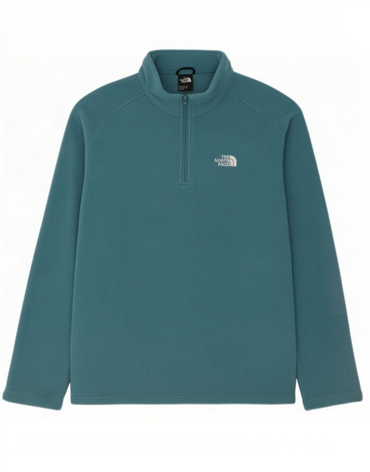 The North Face Mens Zip Neck Fleece Jumper Large Blue Polyester