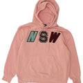 NIKE Womens Longline Oversized Graphic Hoodie Jumper UK 14 Medium Pink Vintage Nike and Second-Hand Nike from Messina Hembry 