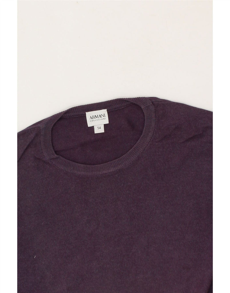 ARMANI COLLEZIONI Mens Crew Neck Jumper Sweater Medium Purple Vintage Armani Collezioni and Second-Hand Armani Collezioni from Messina Hembry 