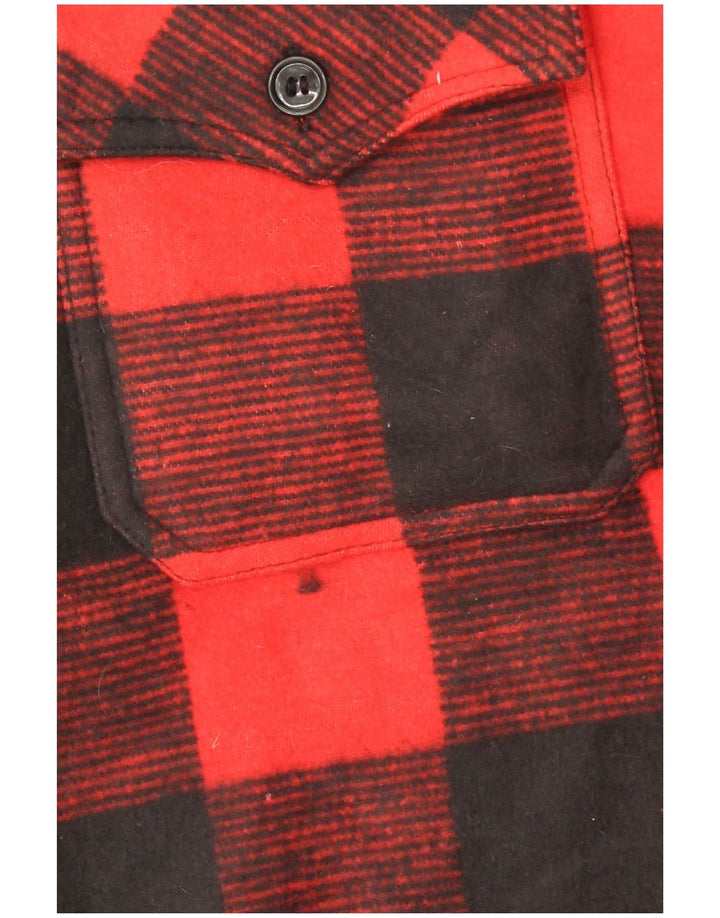 Vintage Mens Overshirt Flannel Shirt Large Red Check Cotton
