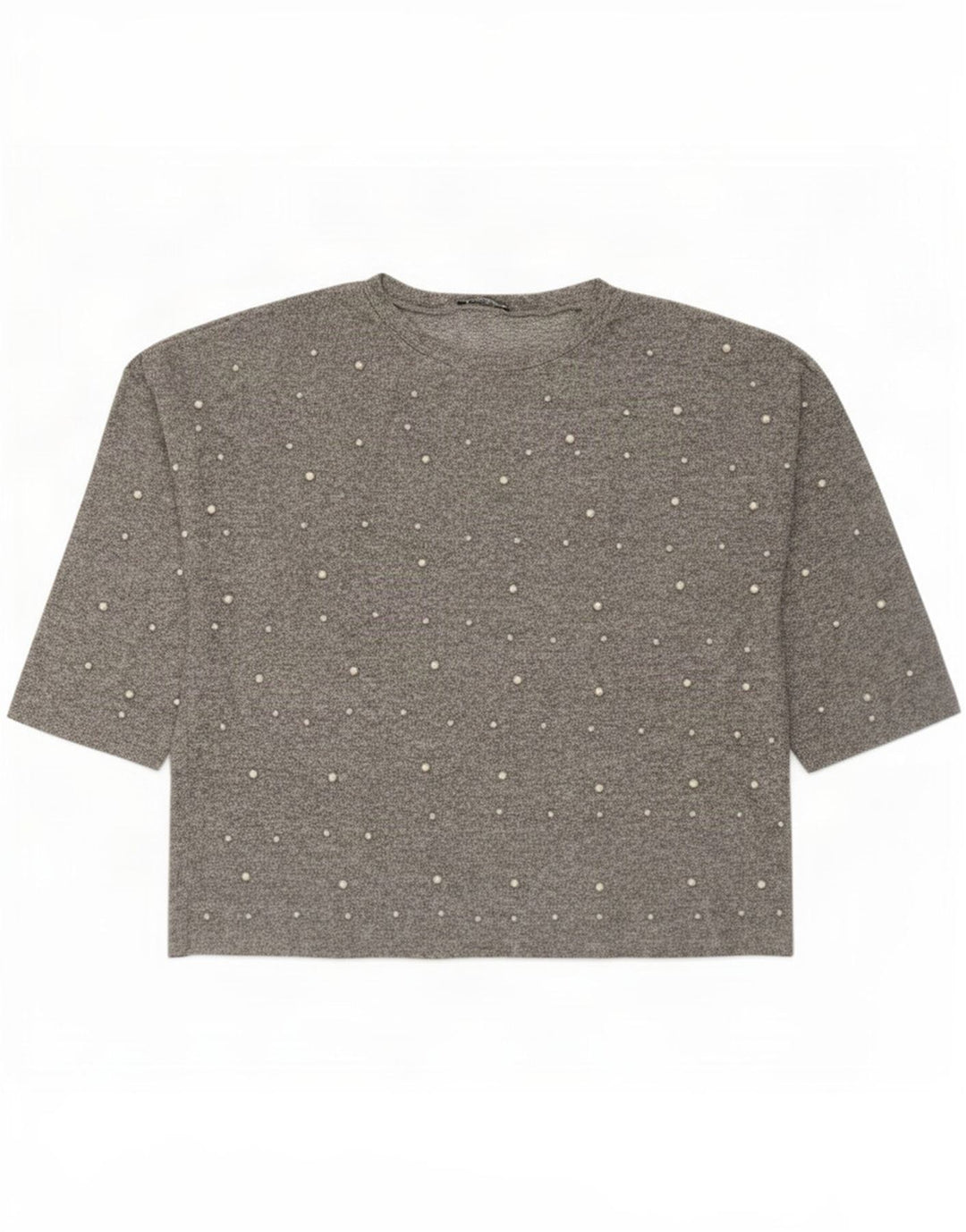 Zara Womens Top 3/4 Sleeve UK 16 Large Grey Viscose