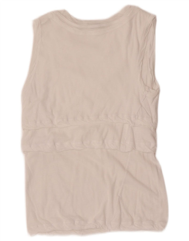 Aspesi Womens Crop Sleeveless Blouse Top UK 8 Small White Cotton