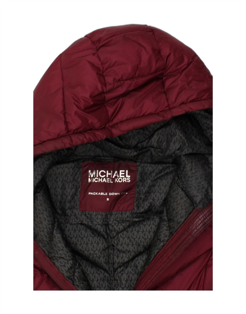 MICHAEL KORS Womens Hooded Padded Coat UK 10 Small Burgundy Polyester | Vintage Michael Kors | Thrift | Second-Hand Michael Kors | Used Clothing | Messina Hembry 