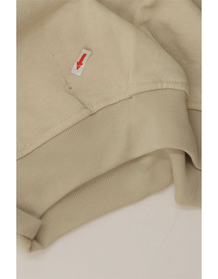 Vintage Mens Polo Neck Sweatshirt Jumper Medium Beige Cotton