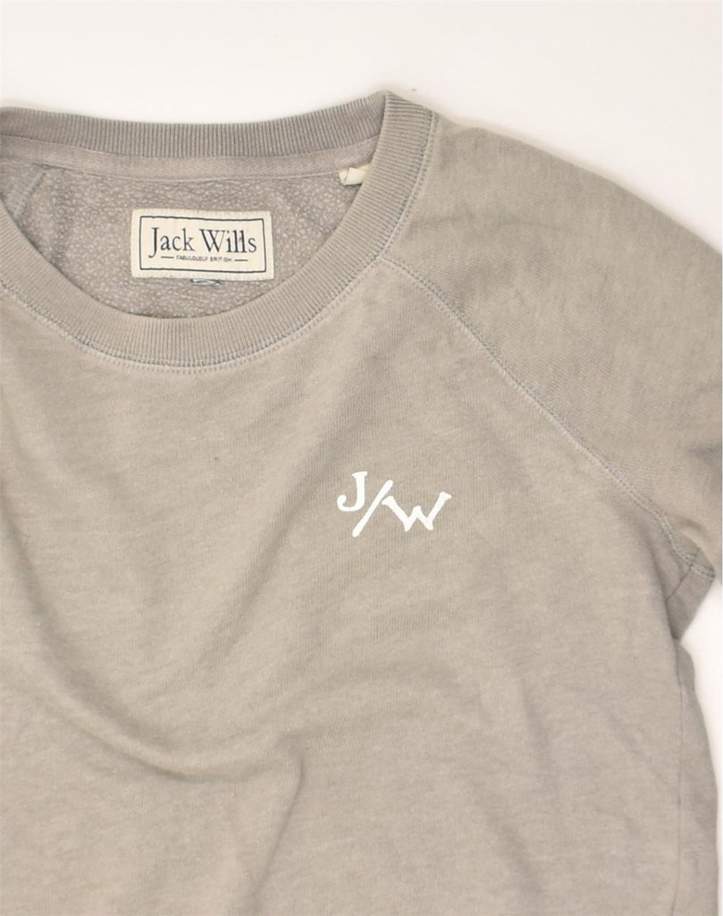 JACK WILLS Womens Sweatshirt Jumper UK 14 Medium Grey Cotton | Vintage Jack Wills | Thrift | Second-Hand Jack Wills | Used Clothing | Messina Hembry 