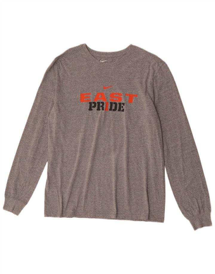 Nike Mens Athletic Cut Graphic Top Long Sleeve Large Grey Cotton