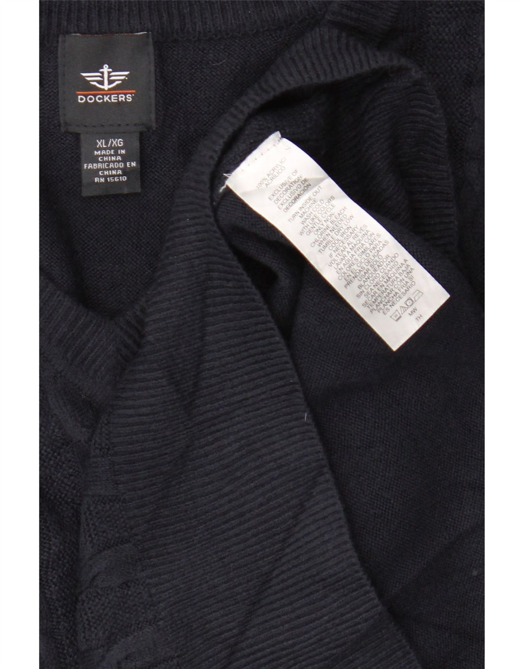 Dockers Mens Vest Tank Top XL Navy Blue Acrylic
