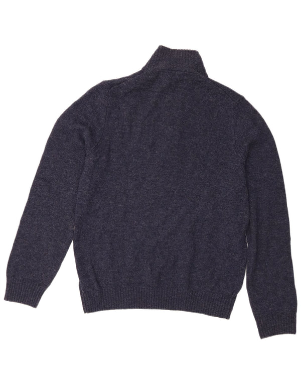 Marks & Spencer Mens Zip Neck Jumper Sweater Medium Navy Blue Lambswool