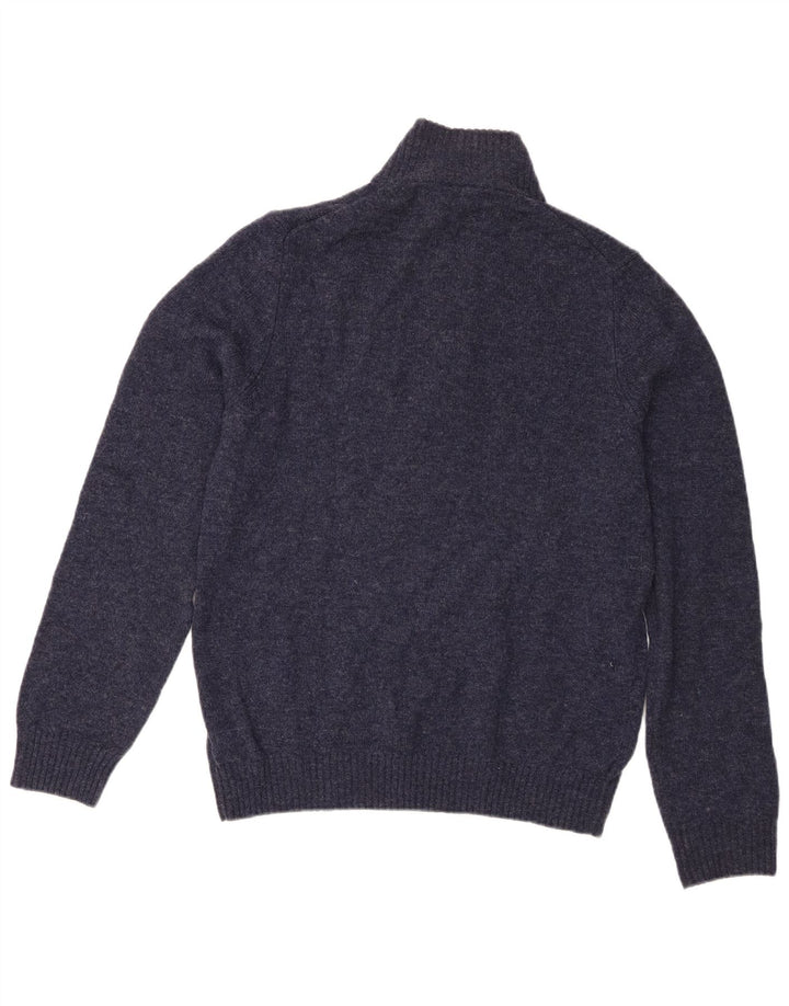 Marks & Spencer Mens Zip Neck Jumper Sweater Medium Navy Blue Lambswool