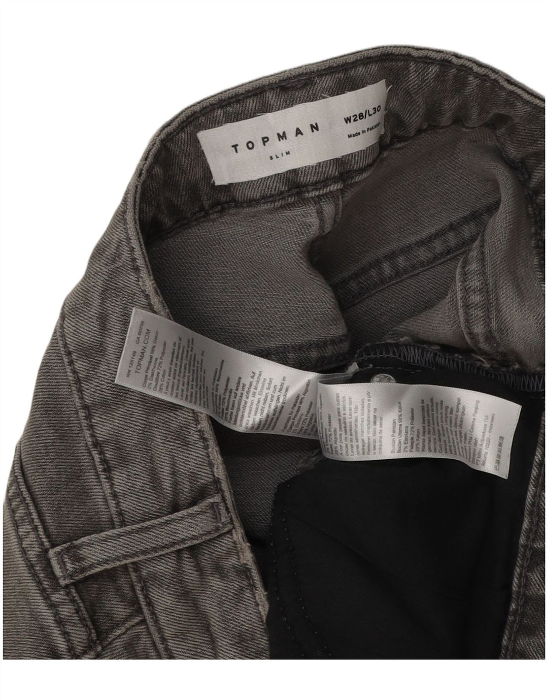 Topman Mens Slim Jeans W28 L30 Grey Cotton