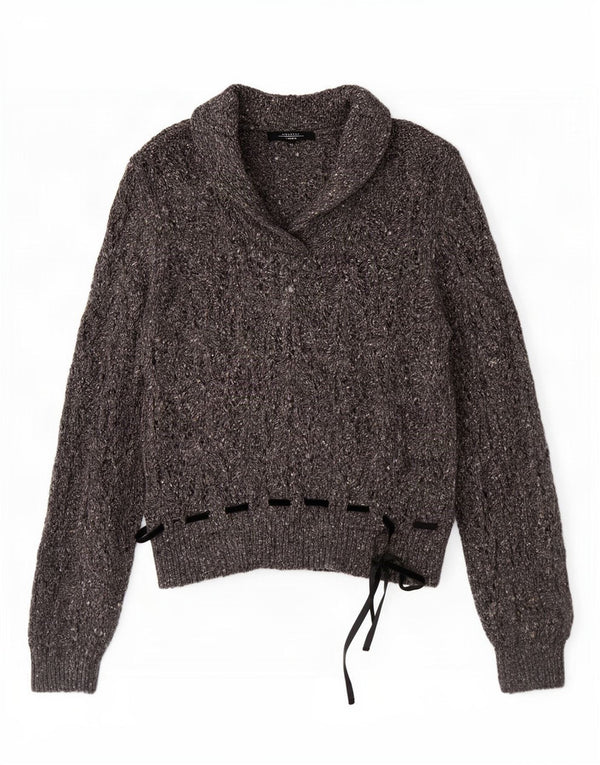 Max Mara Womens Weekend Shawl Neck Jumper Sweater UK 18 XL Grey Flecked