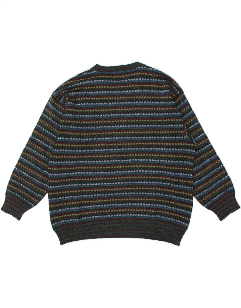 VINTAGE Mens Crew Neck Jumper Sweater XL Grey Fair Isle Virgin Wool | Vintage Vintage | Thrift | Second-Hand Vintage | Used Clothing | Messina Hembry 