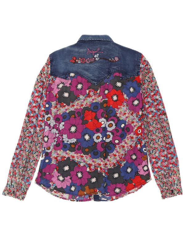 Desigual Womens Long Sleeve Shirt UK 16 Large Multicoloured Floral Bohemian
