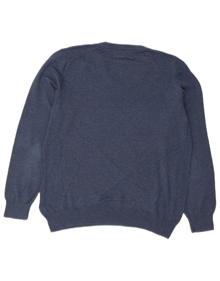 MARKS & SPENCER Mens V-Neck Jumper Sweater Large Navy Blue Cotton
