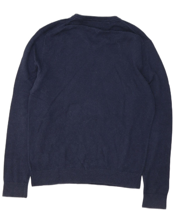 Tommy Hilfiger Mens V-Neck Jumper Sweater Large Navy Blue Cotton